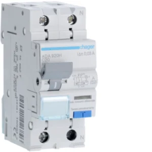 Hager ADA920H Ρελέ διαρροής με ασφάλεια RCBO 1P+N 20 A C 30 mA τύπου A