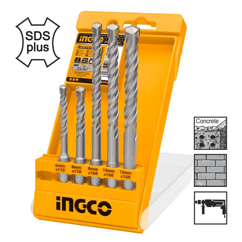 Τρυπάνια SDS Plus 6-12mm Σετ 5 τεμ. - INGCO AKD2052