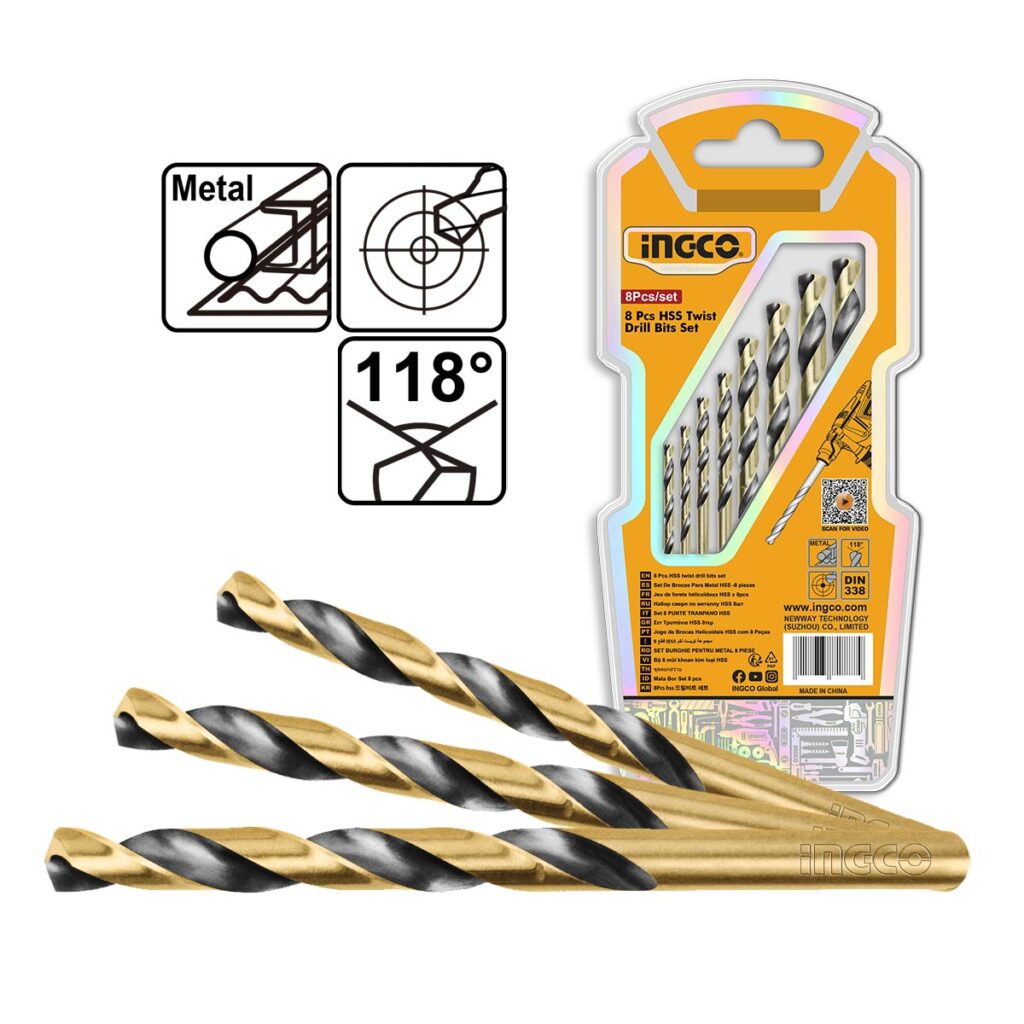 Τρυπάνια Μετάλλου HSS 2-8mm Σετ 8 τεμ. - INGCO AKDB0801