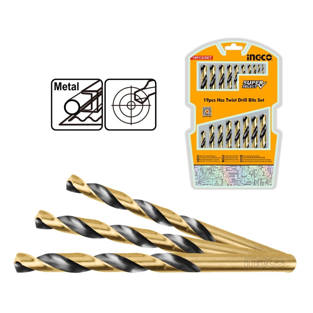 Τρυπάνια Μετάλλου HSS 1-10mm Σετ 19 τεμ. - INGCO AKDB9190