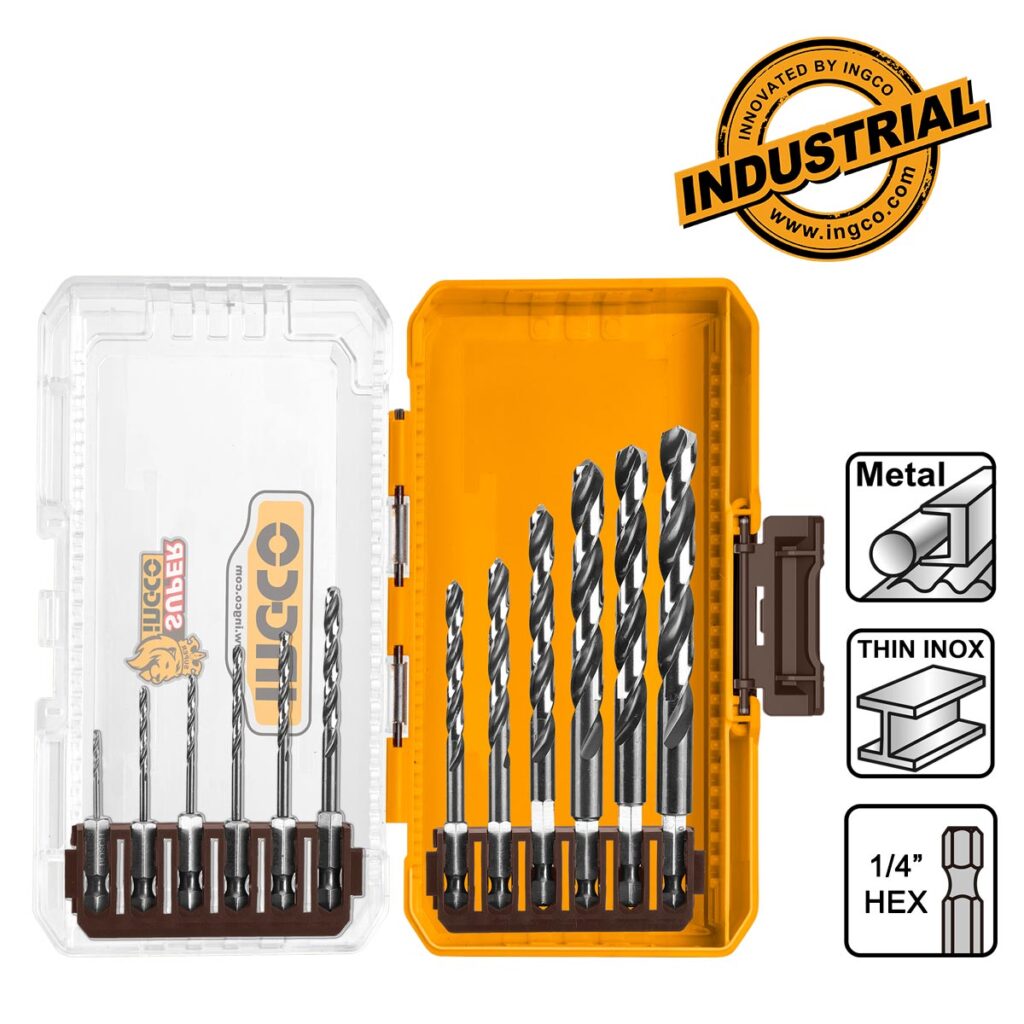 Τρυπάνια Μετάλλου HSS  1/4" Hex  Σετ 12 τεμ. - INGCO AKDL11206