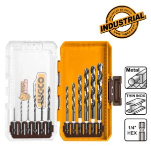 Τρυπάνια Μετάλλου HSS  1/4" Hex  Σετ 12 τεμ. - INGCO AKDL11206
