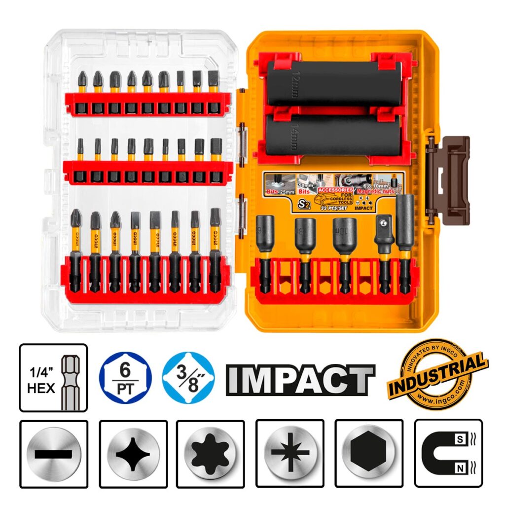 Μύτες και Καρυδάκια Impact Σετ 33 τεμ. - INGCO AKDL63306
