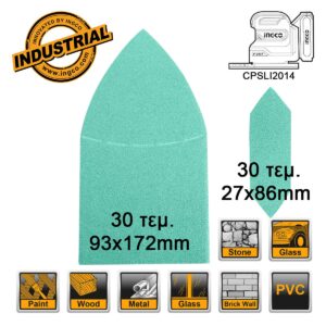 Φύλλα Λείανσης Δ. Τριβείου 93x172mm 27x86mm Σετ 60 τεμ.  για CPSLI2... - INGCO AKTS938660