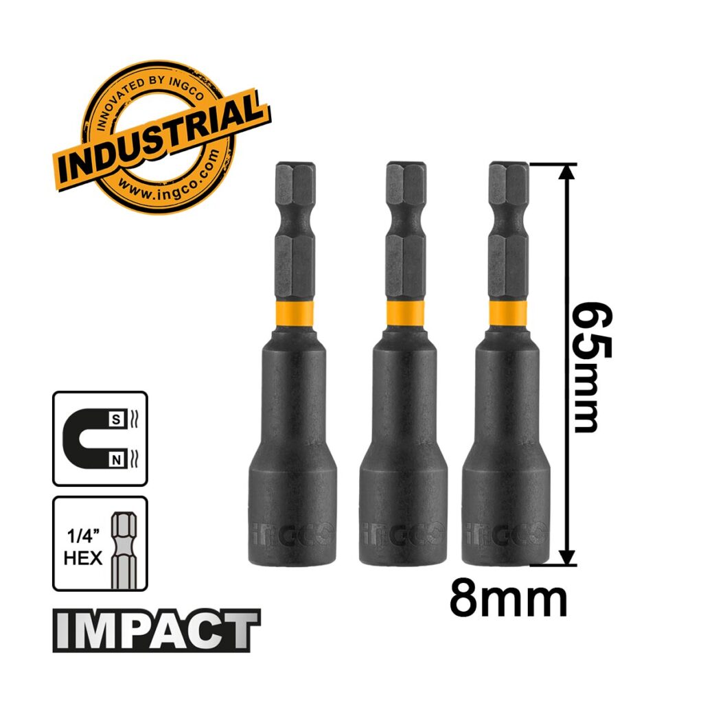 Καρυδάκια 1/4" Impact-Αέρος Μαγνητικά 8mm 3 τεμ. - INGCO AMN0831