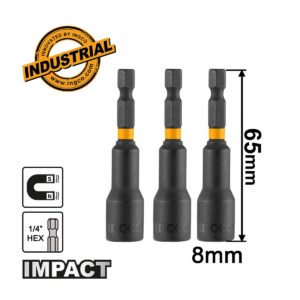 Καρυδάκια 1/4" Impact-Αέρος Μαγνητικά 8mm 3 τεμ. - INGCO AMN0831