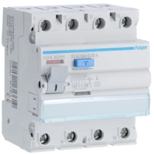 Hager CDA425H Ρελέ διαρροής RCCB 4P 25 A 30 mA τύπου A