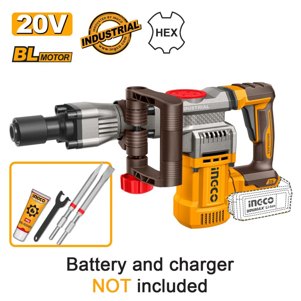 Πιστολέτο Σκαπτικό Μπαταρίας 20V Li-Ion SOLO 16J Φ35mm HEX - INGCO CDBLI20358