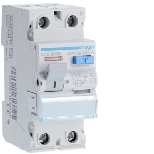 Hager CDC240H Ρελέ διαρροής RCCB 2P 40 A 30 mA τύπου AC