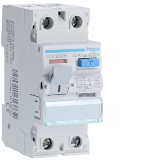 Hager CDC263H Ρελέ διαρροής RCCB 2P 63 A 30 mA τύπου AC