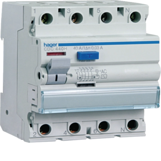 Hager CDC440H Ρελέ διαρροής RCCB 4P 40 A 30 mA τύπου AC