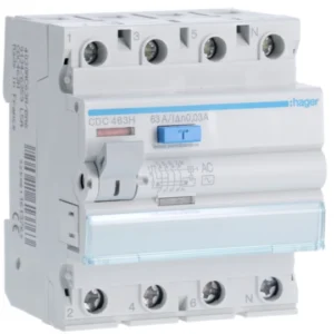 Hager CDC463H Ρελέ διαρροής RCCB 4P 63 A 30 mA τύπου AC