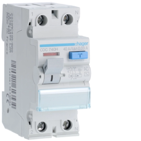 Hager CDC740H Ρελέ διαρροής RCCB 1P+N 40 A 30 mA τύπου AC
