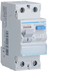 Hager CDC762H Ρελέ διαρροής RCCB 2P 63 A 30 mA τύπου AC