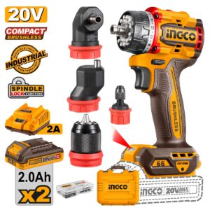 Δραπανοκατσάβιδο Compact Μπαταρίας με 4 Κεφαλές 20V Li-Ion 66Nm - INGCO CDLI206686E