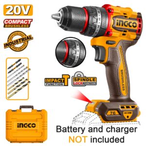 Κρουστικό Δραπανοκατσάβιδο Compact Μπαταρίας 20V Li-Ion 76Nm SOLO (Χωρίς Μπαταρία και Φορτιστή) - INGCO CIDLI207686E-S