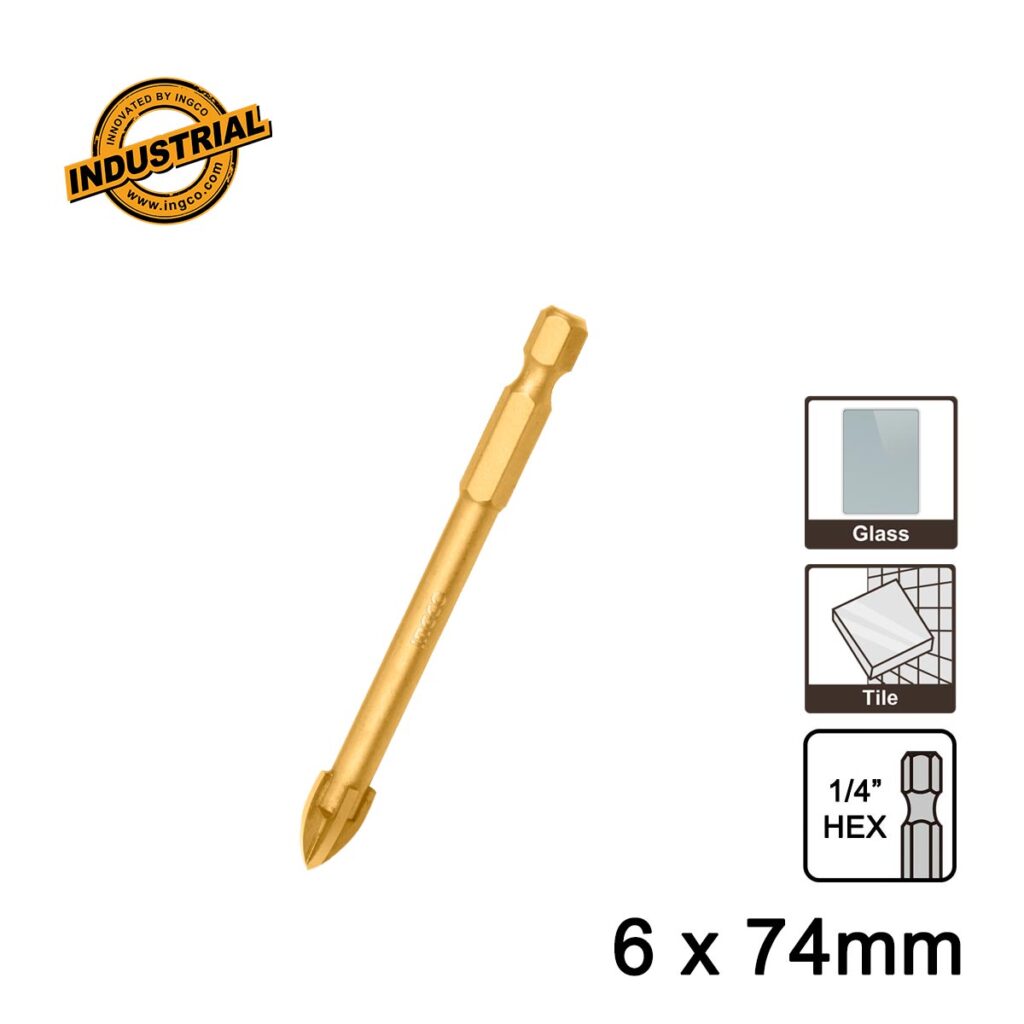 Τρυπάνι Πλακιδίων Γυαλιού 6x74mm - INGCO DBG1130601