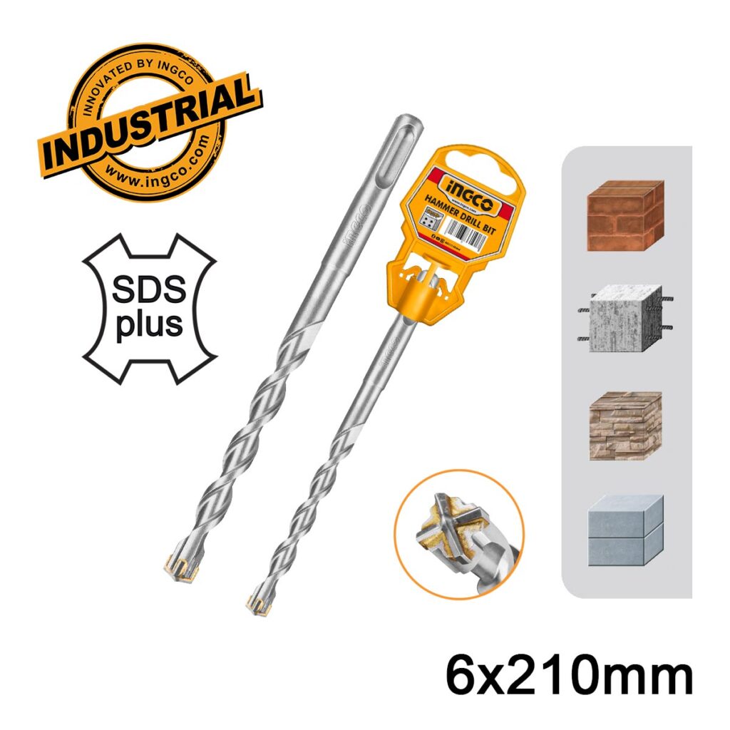 Τρυπάνι Τετράκοπο SDS plus S4L 6x210mm - INGCO DBH1210603C