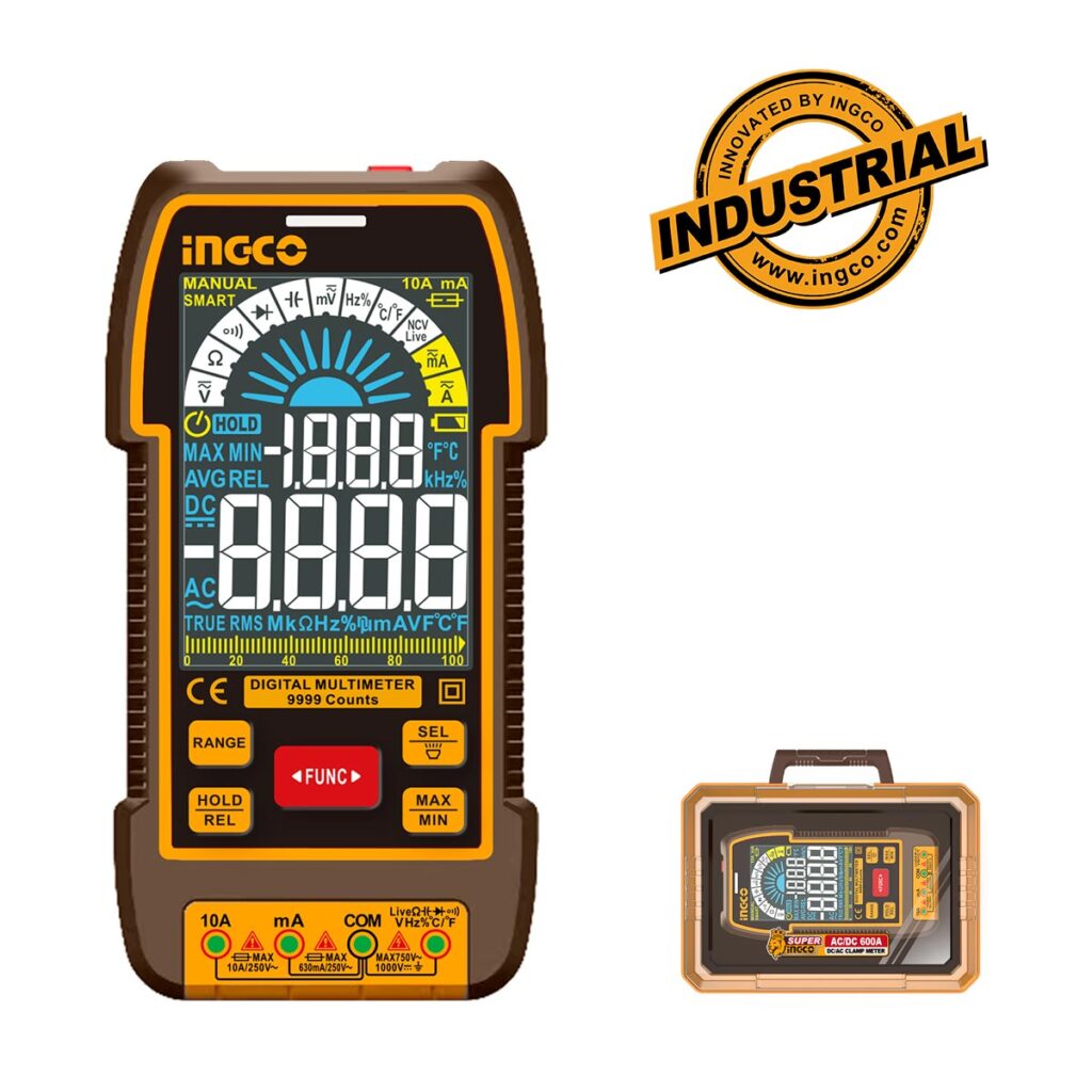 Ψηφιακό Πολύμετρο 1000V True RMS με Μέτρηση AC/DC/ Αντίστασης/ Χωρητικότητας/ Συχνότητας/ Θερμοκρασίας/ NCV - INGCO DM110004