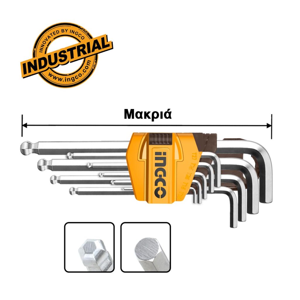 Κλειδιά Άλλεν 1.5-10mm Μπίλλιας Σετ 9 τεμ. - INGCO HHK12091