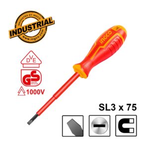 Κατσαβίδι Ηλεκτρολόγου VDE Ίσιο SL3x75mm - INGCO HISD813075