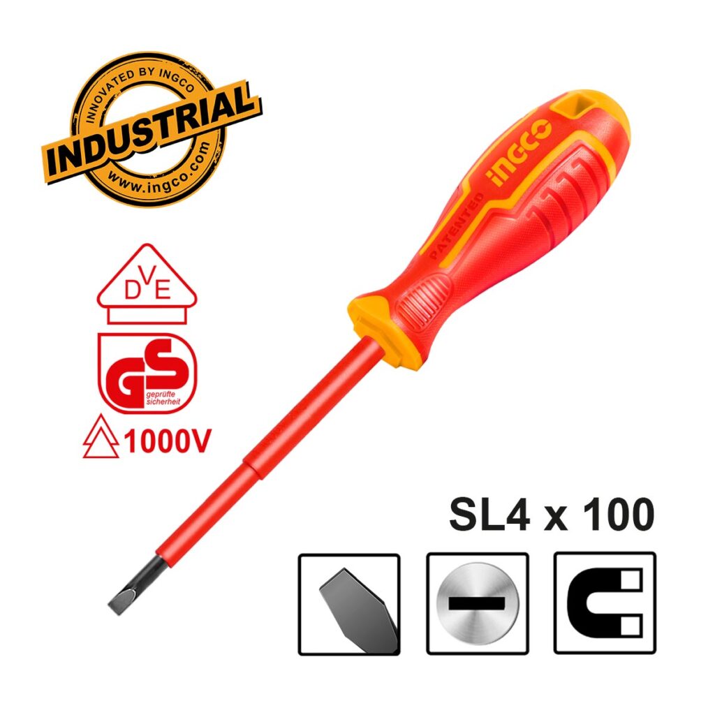 Κατσαβίδι Ηλεκτρολόγου VDE Ίσιο SL4x100mm - INGCO HISD814100