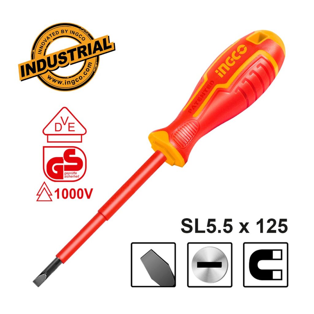 Κατσαβίδι Ηλεκτρολόγου VDE Ίσιο SL5.5x125mm - INGCO HISD815125