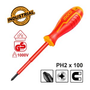 Κατσαβίδι Ηλεκτρολόγου VDE Σταυρού PH2x100mm - INGCO HISD81PH2100