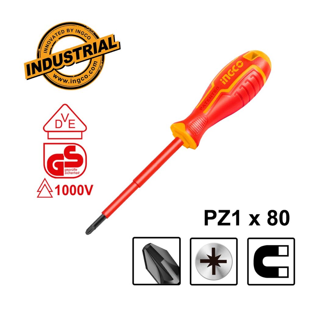Κατσαβίδι Ηλεκτρολόγου VDE Σταυρού PZ1x80mm - INGCO HISD81PZ180
