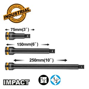 Προεκτάσεις  για Καρυδάκια Impact-Αέρος 1/2" Σετ 3 τεμ. (75-150-250mm) - INGCO HKISEB12031