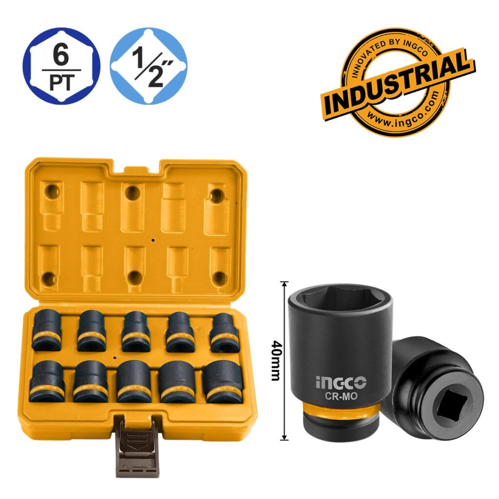 Καρυδάκια Impact-Αέρος  1/2" Σετ 10 τεμ. - INGCO HKISSD12101
