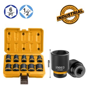 Καρυδάκια Impact-Αέρος  1/2" Σετ 10 τεμ. - INGCO HKISSD12101