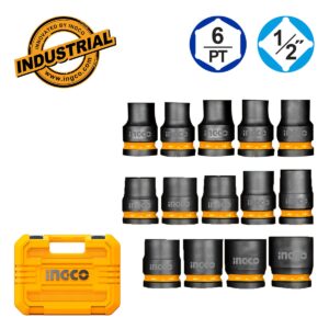 Καρυδάκια Impact-Αέρος 1/2" Σετ 14 τεμ. +Bαλίτσα - INGCO HKISSD12141