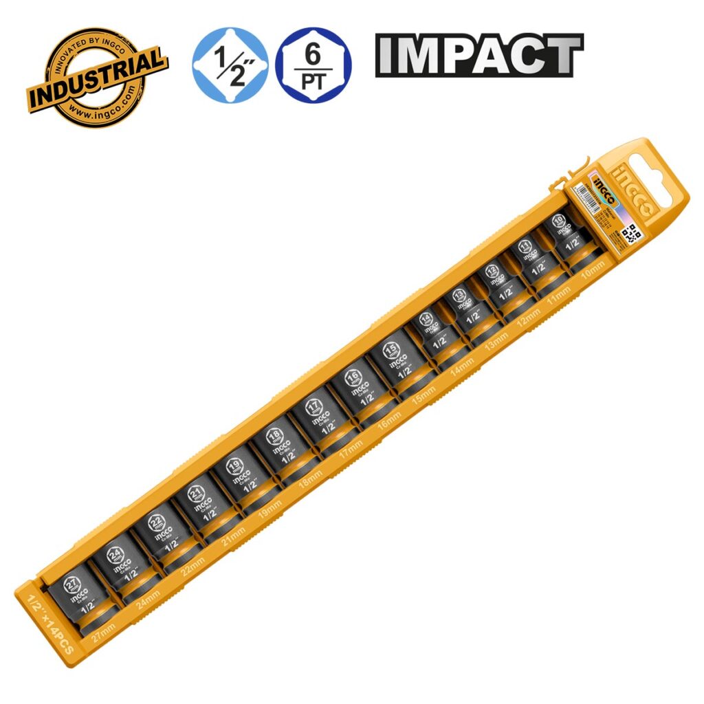 Καρυδάκια Κοντά Impact-Αέρος 1/2" Σετ 14 τεμ. - INGCO HKISSD12146