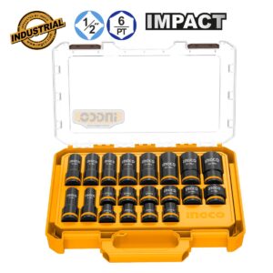 Καρυδάκια Μακριά & Κοντά Impact-Αέρος 1/2" Σετ 20 τεμ. - INGCO HKISSD12206L