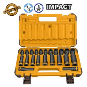 Καρυδάκια Μακριά & Κοντά Impact-Αέρος 1/2" Σετ 22 τεμ. - INGCO HKISSD12221L