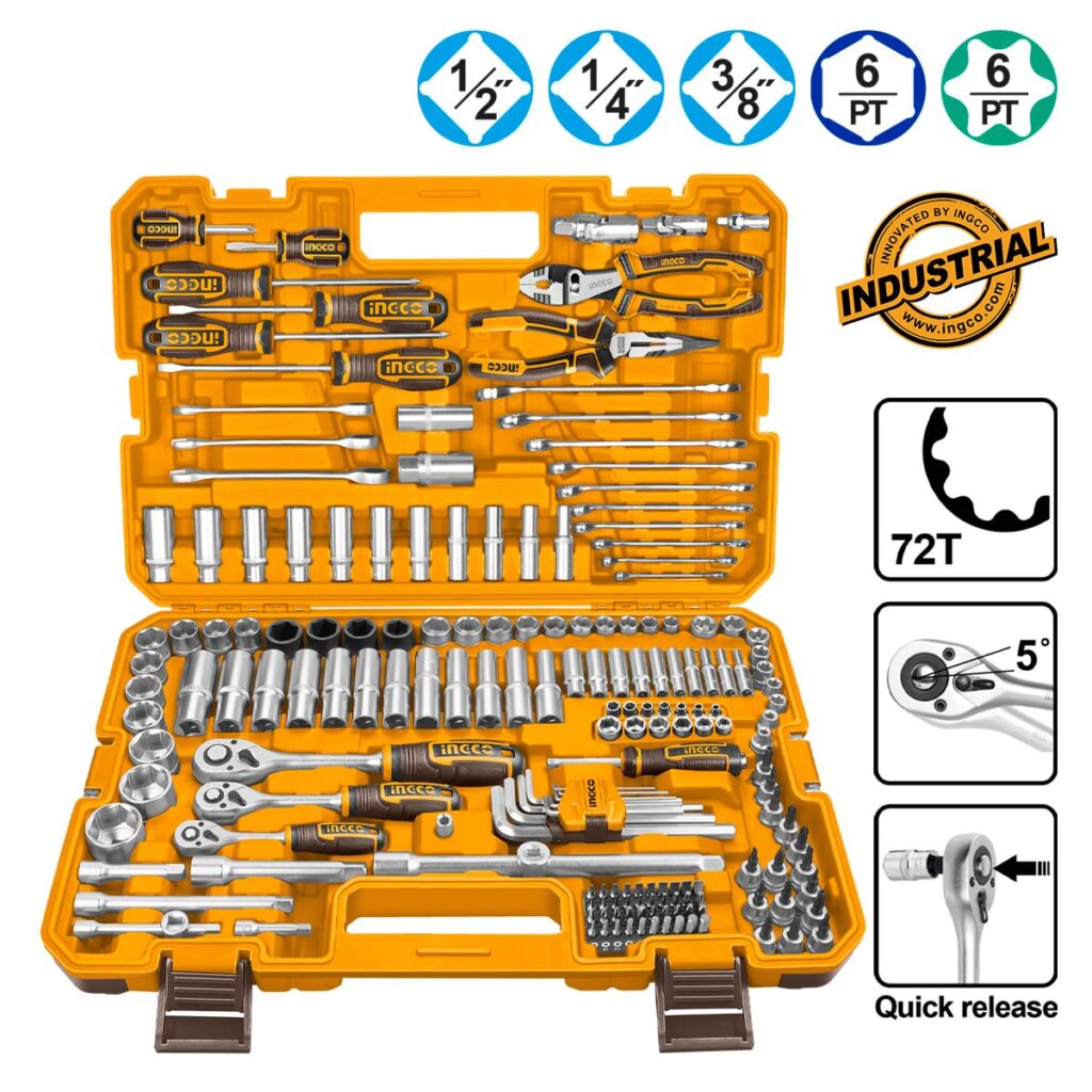 Εργαλεία Χειρός και Καρυδάκια 1/4" - 1/2" - 3/8" Σετ 182 τεμ. - INGCO HKTHP51828