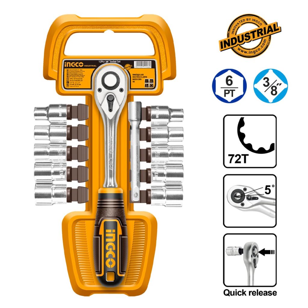 Καρυδάκια 3/8" Σετ 12 τεμ. - INGCO HKTS38122