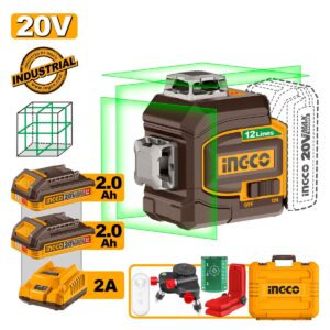 Αυτοαλφαδιαζόμενο Πράσινο Laser 3D Μπαταρίας 20V Li-Ion - INGCO HLL3012165E