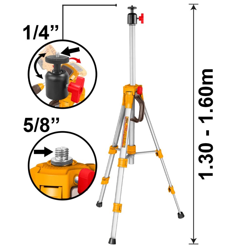 Τρίποδο για Αλφάδια Laser 5/8"&1/4" 1.6m - INGCO HLLT01573