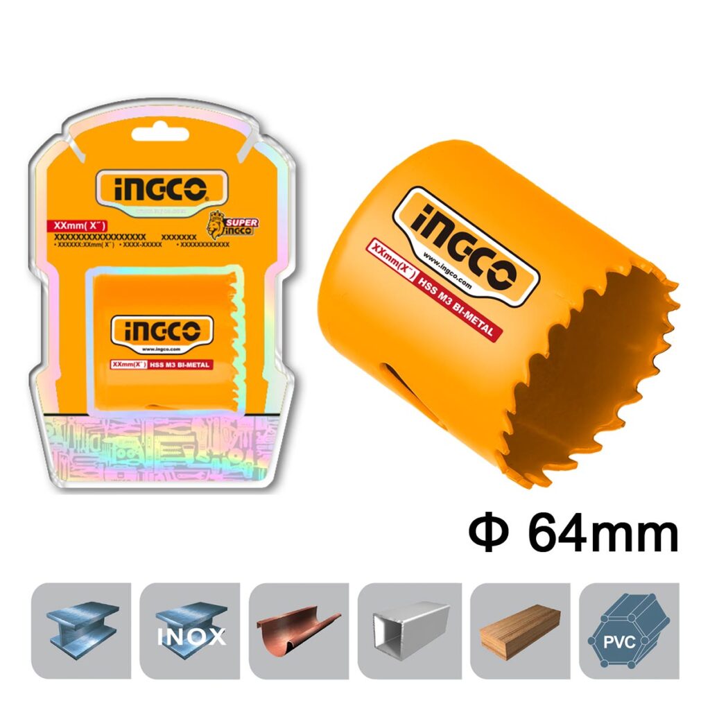 Ποτηροτρύπανο Bi-Metal 64mm - INGCO HSB10641