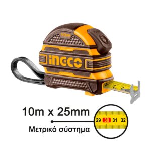 Μετροταινία με Διπλό Στοπ 10m x 25mm - INGCO HSMT081025-1