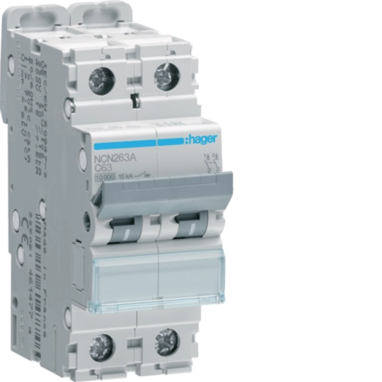 Hager NCN263A Μικροαυτόματη ασφάλεια 2P 63 A C 10 kA