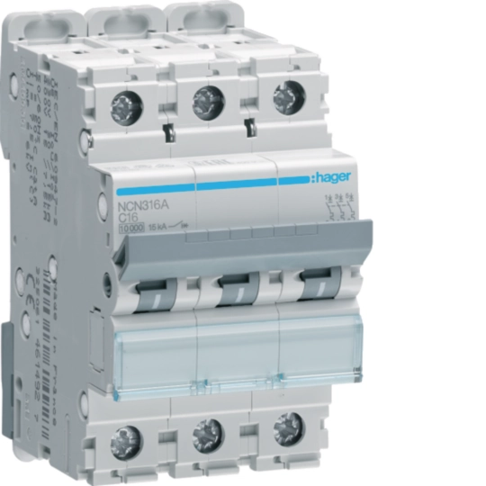 Hager NCN316A Μικροαυτόματη ασφάλεια 3P 16 A C 10 kA
