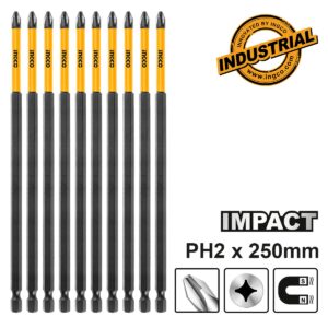 Κατσαβιδόμυτες Impact 1/4" PH2x250mm 10 τεμ. - INGCO SDBIM11PH2103