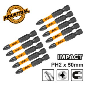 Κατσαβιδόμυτες Impact 1/4" PH2x50mm 10 τεμ. - INGCO SDBIM11PH223
