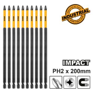 Κατσαβιδόμυτες Impact 1/4" PH2x200mm 10 τεμ. - INGCO SDBIM11PH283