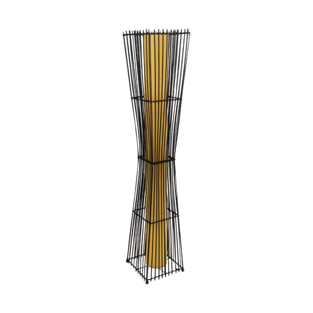 PALMA 02274 Boho Επιδαπέδιο Φωτιστικό με Ντουί 2 x E27 AC 220-240V IP20 - Μαύρο & Μπεζ - Μ25 x Π25 x Υ140cm