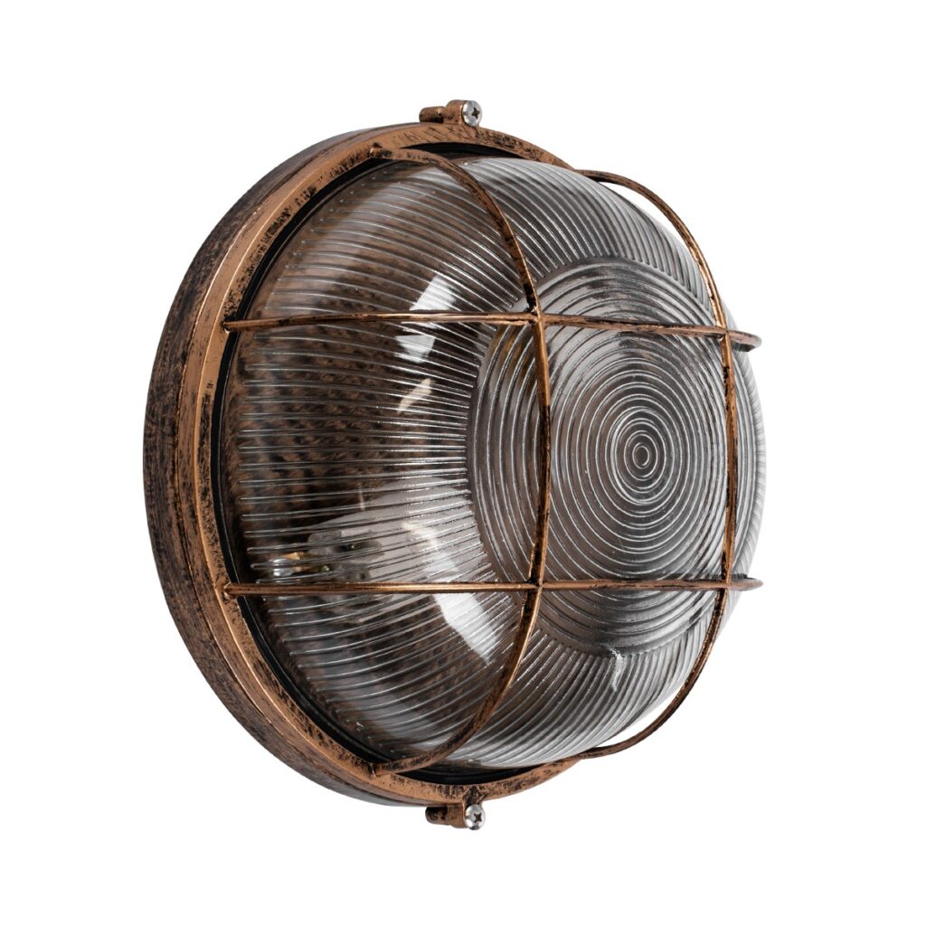 BOATLIGHT 61590 Vintage Φωτιστικό Καραβοχελώνα Τοίχου & Οροφής με Ντουί 2 x E27 AC 220-240V IP65 - Χάλκινο Εφέ Σκουριάς Ματ - Μ24 x Π24 x Υ11cm