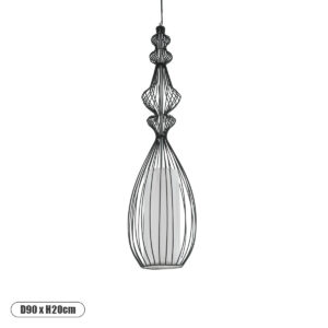 LILY 01561 Vintage Κρεμαστό Φωτιστικό Οροφής με Ντουί 1 x E27 AC 220-240V IP20 - Μαύρο & Λευκό - Μ20 x Π20 x Υ90cm